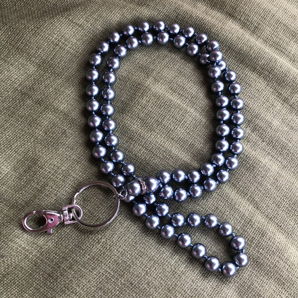 Elegant Silver Beaded Keychain Necklace